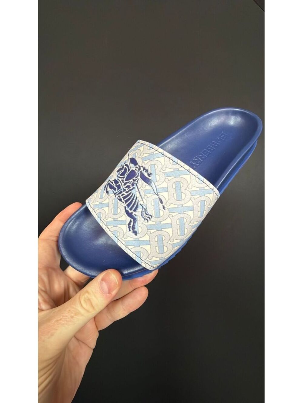 Burberry Blue White Slides Size 39